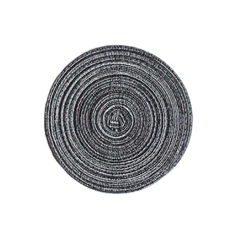 4 Pack Round Braided Placemats Washable Kitchen Table Mats for Home Wedding Party-Gray