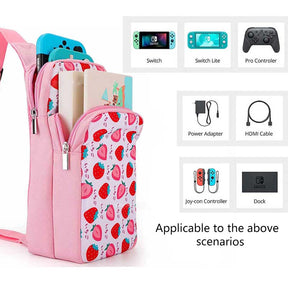 Shoulder Bag Travel Case for Nintendo Switch & Switch Lite-Strawberry