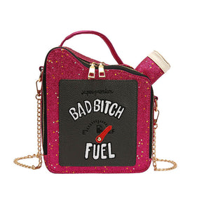 Women Fashion Sequin Crossbody Bag Fun Gasoline Handbag-Rose Red