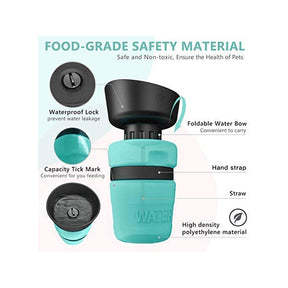 Pet Portable Water Bottles Safety Silicone Collapsible Bottle for Travel 520ML-BlueGreen