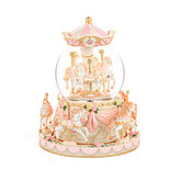 Carousel Snow Globe with Light Music Box Birthday Gift for Girls-Yellow