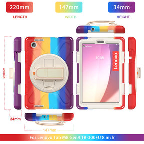 Tablet Case Heavy Duty with Swivel Stand for Lenovo Tab M8 4th Gen-ColorfulRed