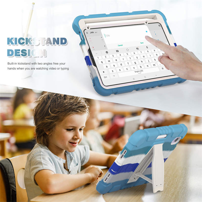 KingKong iPad Case For iPad Mini 6 Three-Layer With Holder-ColourfulBlue