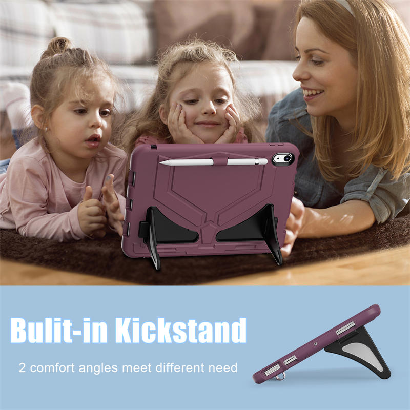 Kids Case Heavy Duty Shockproof with Kickstand for iPad 10th 2022-PlumBlack
