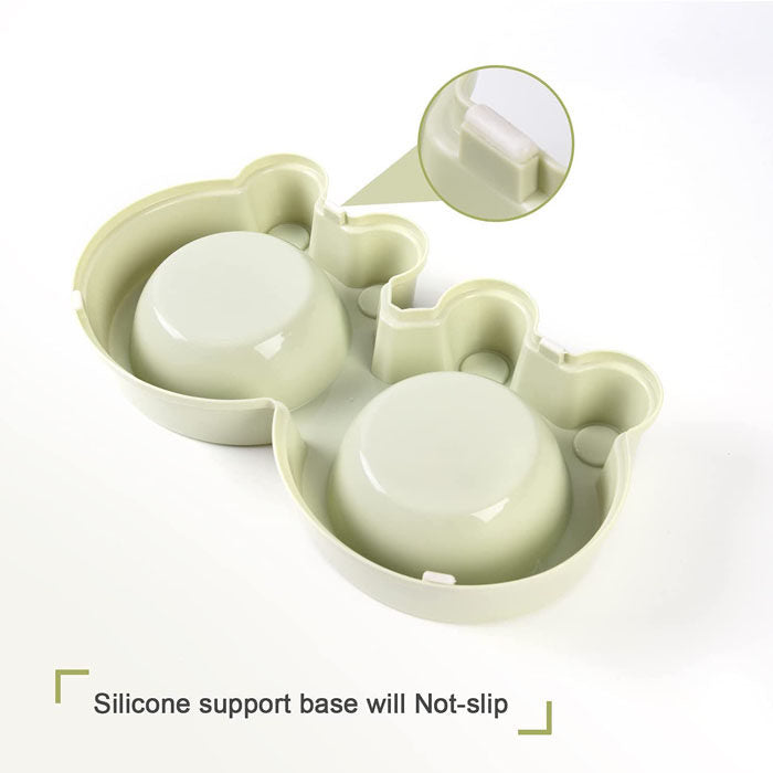 Macaron Double Dog Cat Bowls Cute Modeling No-Slip Stainless Steel Pet Bowls-Green