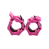 Pair of Olympic Barbell Clip Professional Barbell Plate Lock Collar Clip for 5CM Lever-RoseRed