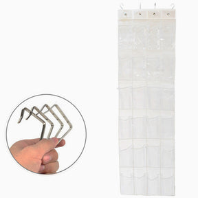 24 Pockets SimpleHouseware Crystal Clear Over The Door Hanging Shoe Organizer 4 hooks -White