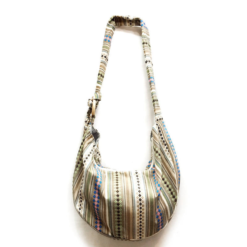 Womens Sling Crossbody Bag Ethnic Print Shoulder Bag with Adjustable Strap-H