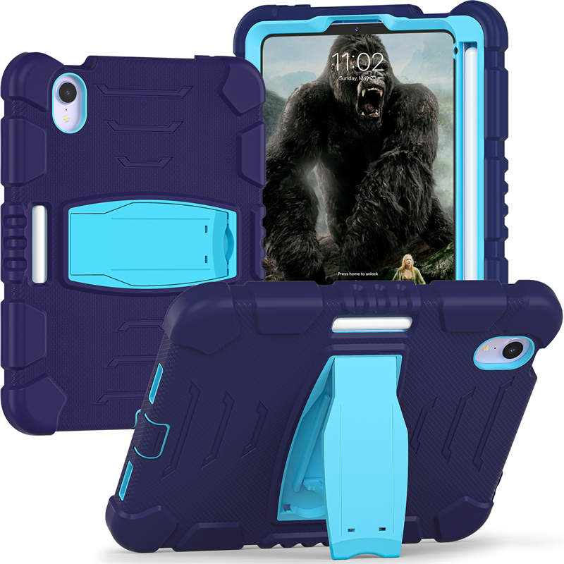 KingKong iPad Case For iPad Mini 6 Three-Layer With Holder-NavyBlue