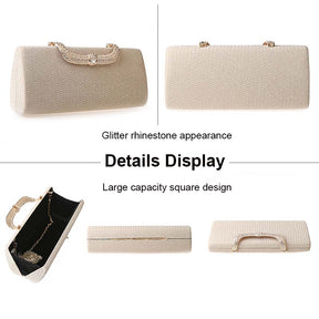 Square Clutch Rhinestone Bag Design Fine Flash Evening for Women-Gold