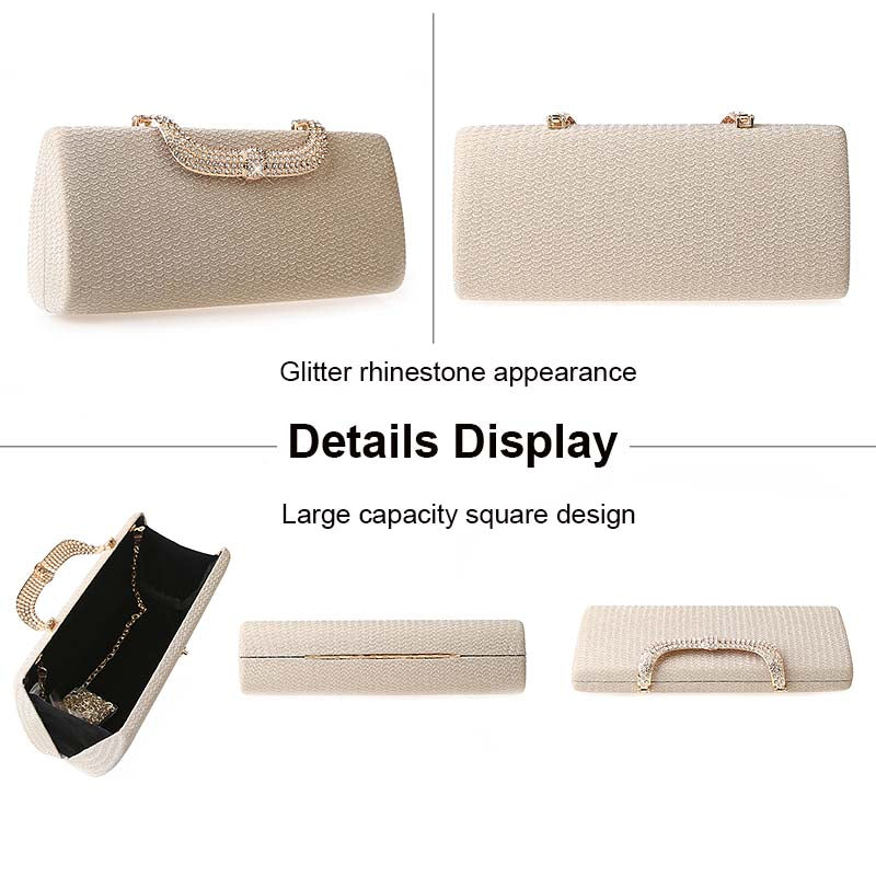 Square Clutch Rhinestone Bag Design Fine Flash Evening for Women-Gold