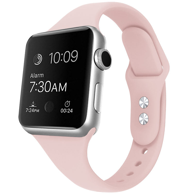 Slim Soft Silicone Replacement Watch Band Loop for iWatch Series SE 6 5 4 3 2 1-SandPink