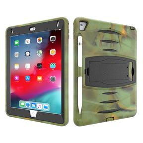 Shock Wave Kickstand Case Anti-Fall Protection With Pencil Holder For 9.7inch iPad 5/iPad 6/iPad Air2/iPad Pro9.7-Camouflage