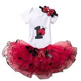 1 Year Old Baby Girls Mickey Birthday Outfits Tutu Skirt and T-Shirt-Red