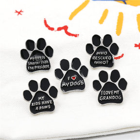 5Pcs Dog Cat Paw Brooch Cute Denim Jackets Pin-Black