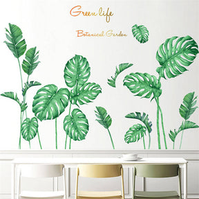 3D DIY Green Plants Fresh Leaves Stick Wall Stickers for Living Room Office