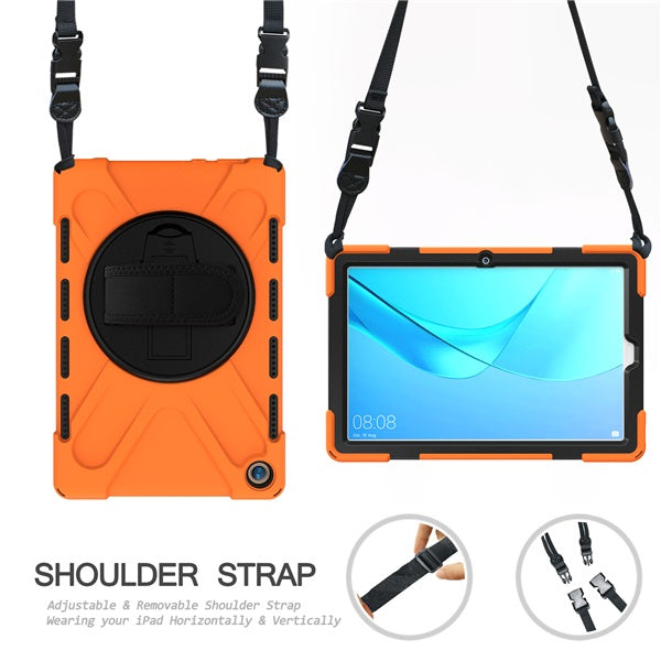 OnePiece Tablet Case Anti-fall Protective Cover Bulit-in Kickstand/Hand+Neck Strap For Huawei MatePad Pro 5G 10.8inch 2020-Orange