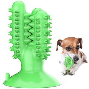 Dog Toothbrush Cactus Chew Toys Dog Teeth Cleaning Stick-Green