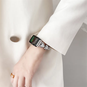 Luxury Metal Watch Strap Cute Heart-Shaped Bracelet for Huawei 8-Silver