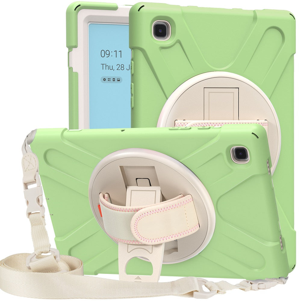 Morandi Tablet Case For Samsung Galaxy Tab A7 10.4 T500/T505/T507/T505N 2020 Kids Safe Shockproof Protective Cover With Kickstand+Strap-Matcha Green