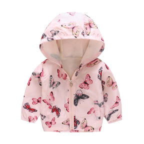 Boys Girls Cartoon Print Zip Lightweight Jacket Hooded Coats Casual Windbreaker-8