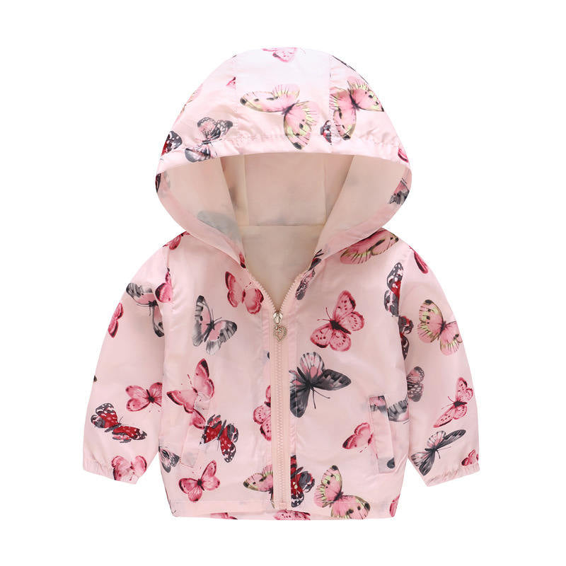 Boys Girls Cartoon Print Zip Lightweight Jacket Hooded Coats Casual Windbreaker-8