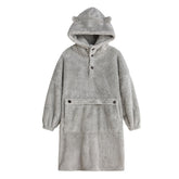 Hoodie Plush Pajama Set for couple-Light Grey