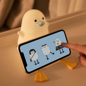 Silicone Duck Bedside Lamp Rechargeable for Nursery-Blue Mouth