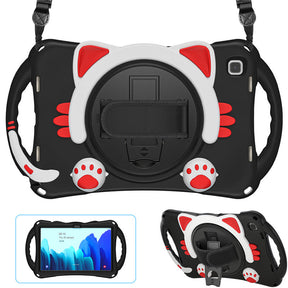 CatA Samsung Tablet for Tab A7 10.4  T500/T505/T507/T505N Built-in Handle Stand With a Strap-Black Red