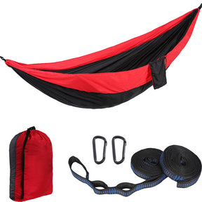 Camping Portable Hammocks with 2 Tree Straps for Travel Beach Backyard-RedBlack