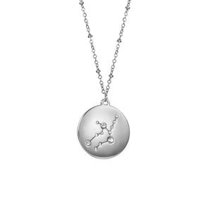 12 Constellation Coin Disc Silver Necklace Engraving Astrology Pendant-Virgo