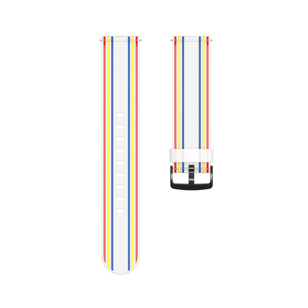 Silicone Band Striped Watch Band For Samsung Galaxy Watch 42/46mm Gear S3 Frontier/Classic(Rainbow White)