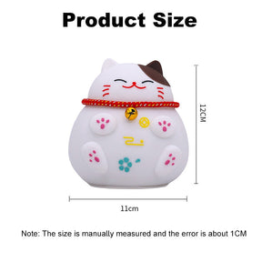 Lucky Cat Night Light Pat Light USB Rechargeable with 3 Colors-White