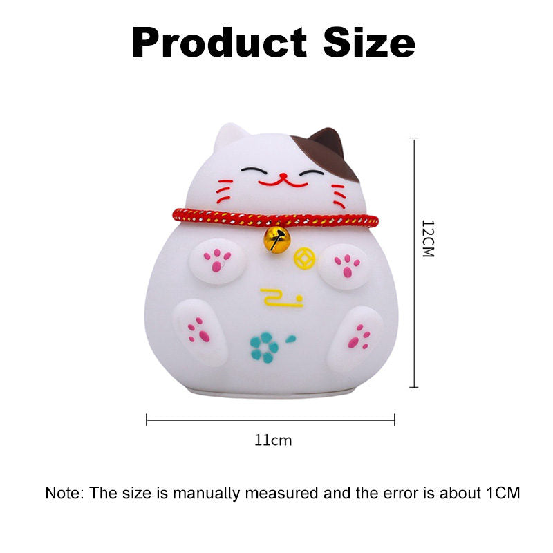 Lucky Cat Night Light Pat Light USB Rechargeable with 3 Colors-White