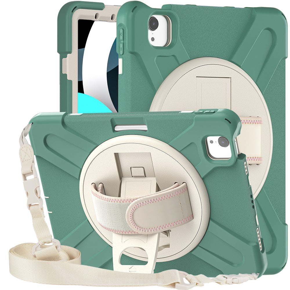 Morandi Case For iPad Air4 10.9/iPad Pro 11 Kids Safe Shockproof Protective Cover With Kickstand+Strap-Emerald Green