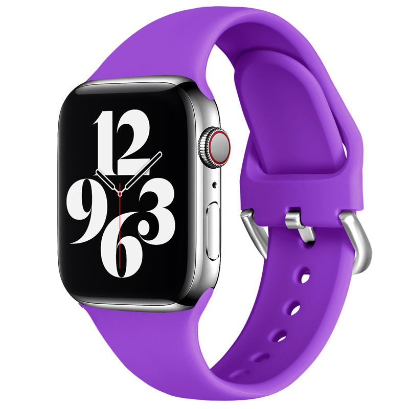 Silicone Sport Replacement Strap with Classic Clasp for iWatch Series SE 6 5 4 3 2 1-Purple