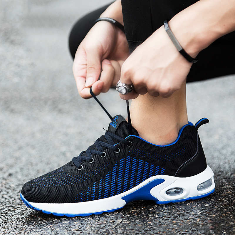 Mens Walking Shoes Lightweight Air Cushion Running Jogging Sneakers-Black Blue