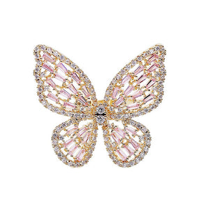 Cubic Zirconia Sparkling Butterfly Knuckle Ring-Pink