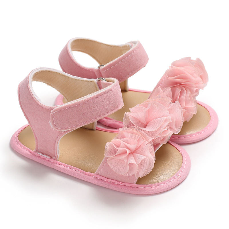 Baby Walker Shoes for Girls Flats Anti-Slip Open Toe Sandals-Pink