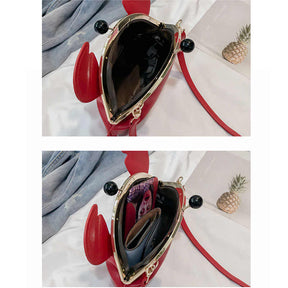 Crab Shape Handbag Novelty Detachable Shoulder Bag Women's Satchel-Black