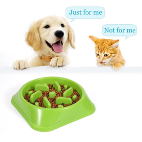 Dog Slow Feeder Non Slip Puzzle Bowl Anti-Gulping Pet Slower Food Feeding Dishes-Green