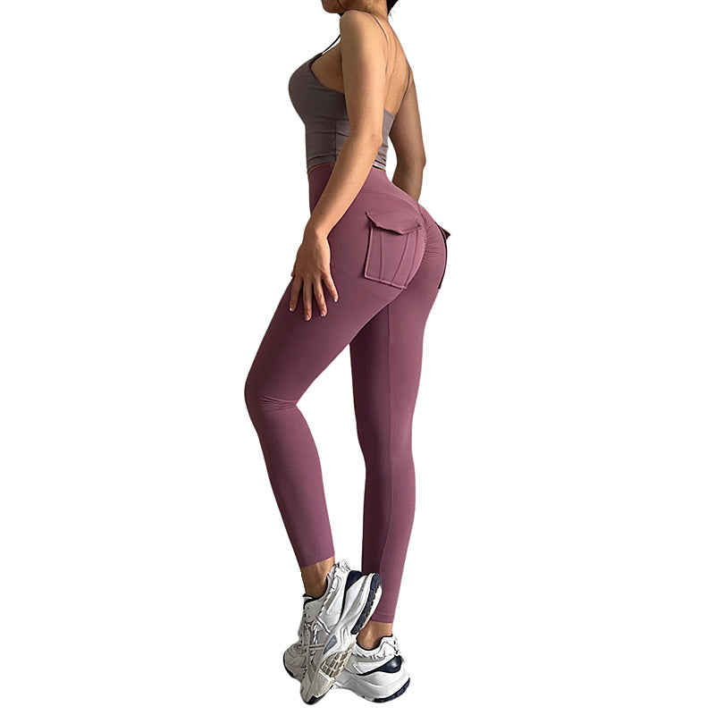 Womens Yoga Pants High Waist Leggings with Pockets for Workout-Plum Purple