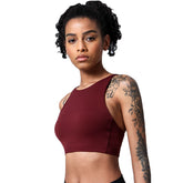 Criss-Cross Back Sports Bra Medium-High Support Workout Tops-Red