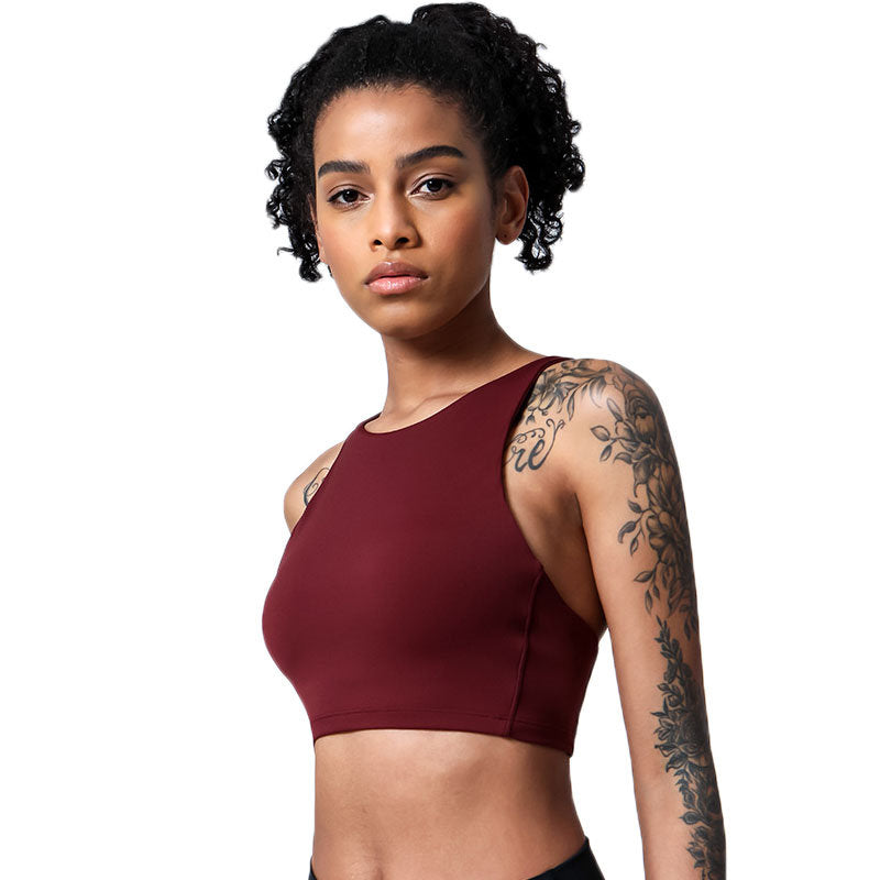 Criss-Cross Back Sports Bra Medium-High Support Workout Tops-Red