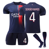 Paris Home Jersey SERGIO RAMOS #4 Soccer Jersey Kids Adult 3-Pieces Jersey Kits