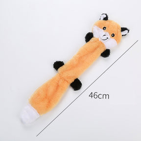 3Pcs No Stuffing Squeak Plush Dog Toy Fox Raccoon Squirrel