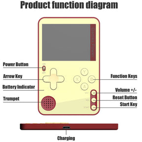 2.4 in Retro Handheld Video Game Console Built-in 500 Games Great Gift for Kids-Red