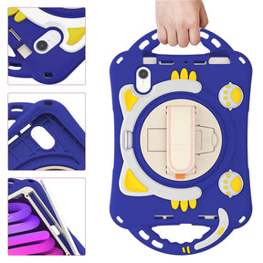 CatA iPad Silicone Case For iPad Mini 6 Built-in Handle Stand With a Strap-Dark Blue