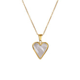 Ladies Heart Necklace Gold Plated Paperclip Chain Valentines Day Gift-White