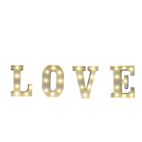 Decorative Led Light Up Number Letters White Plastic Marquee Number Lights Sign Party Wedding Decor Battery Operated (Love)